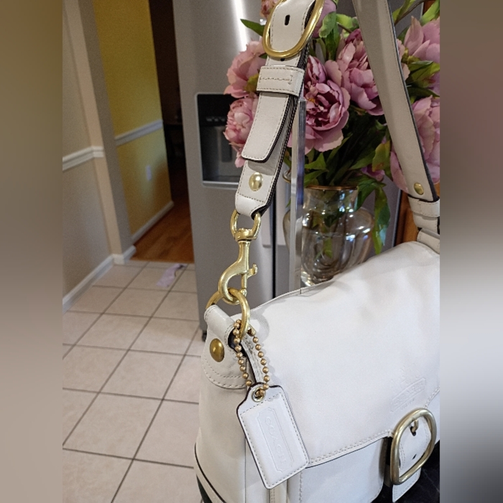 Coach vintage bleeker legacy tattersall flap shoulder bag with gold buckle - Picture 13 of 17